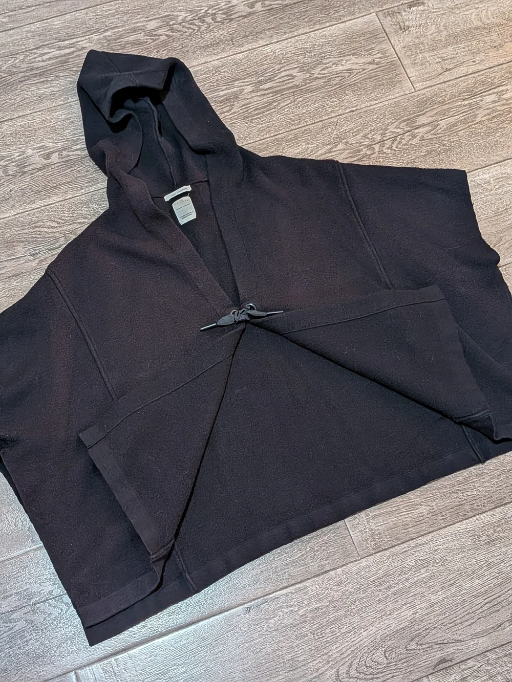 Zara Kids Hooded Knit Poncho Sweater Black 11-12